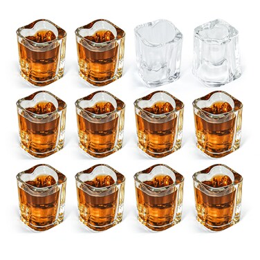 CHLJAR 2oz Heavy Base Shot Glasses Sets,12pcs Cute Heart Shaped Clear Tequila Shots,Mini Square Shot Glass, Espresso Shot Glass,Gift for lover boyfriend girlfriend