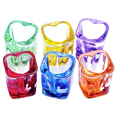 Jaepsing Shot Glasses, 2oz Heavy Base Shot Glasses Sets of 6/Heart Shaped Shot Glasses/Rainbow Shot Glasses/Square Shot Glasses/Espresso Shot Glasses/Bulk Shot Glasses