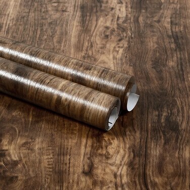 TAOGIFT Wood Self Adhesive Wallpaper Dark Jatoba Waterproof Removable for Kitchen Cupboard Furniture Cabinets Shelves Table Dresser Drawer 15.7x98 inches