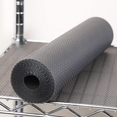 FLPMIX Wire Shelf Liner 16 inch Wide, Thick Pantry Shelf Liner, Standard Size (16 by 197 Inch, Transparent Grey), Easy to Cut, Waterproof Plastic Cabinets Drawer Liner