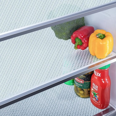 Bloss Refrigerator Liners Mats, Easy to Clean Fridge Liners, Refrigerator Liners for Glass Shelves Washable, Shelf Liners for Kitchen Cabinets(Grid,12" x 78")