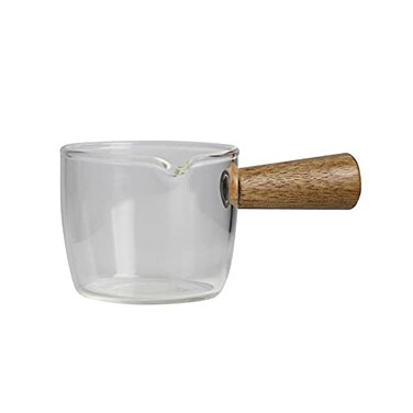 FENINCAFE Thickened Glass with Wooden Handle Espresso Cup Mini Milk Cup Espresso Cup (100ML)