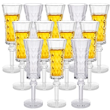 Cordial Glasses with Stem, Crystal Fancy Shot Glasses - Set of 12   Limoncello Glasses   Sherry   Liqueur 1.5 oz / 45 ml