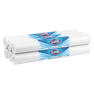 EasyLiner with Clorox Solid Grip Shelf Liner - Easy to Cut &amp; Install for Closet, Pantry, Wire Shelves, Kitchen Cabinets - Non Adhesive Non Slip Shelf Liner - 20" x 6 ft. - 6 Roll Project Pack - White