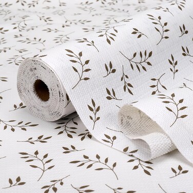 Shelf Liner Drawer Liner for Cabinet Non Adhesive, Slip Resistant Easy to Clean Protect Kitchen Cabinet Liner, Thickened Strong Grip for Cupboard, Dresser, Bathroom Drawers (Leaves, 17.5" x 20 FT)