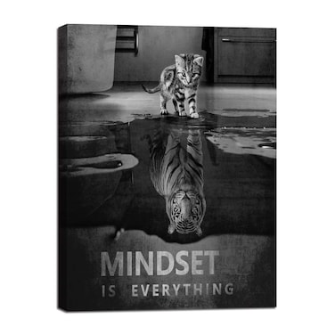 Mindset is Everything Motivational Quotes Canvas Wall Art Inspirational Entrepreneur Quotes Poster and Print Artwork Painting Picture for Classroom Library Home Decor Framed Ready to Hang - 28 x 44 in