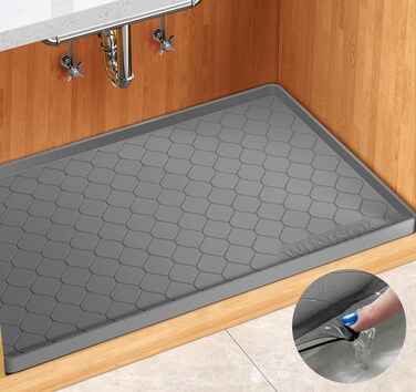 Winisok Waterproof Under Sink Mat 28" x 19" Cabinet Liner for Kitchen and Bathroom, Shelf and Counter Protector, Organizers and Storage, Silicone Drip Tray, Gadgets and Accessories