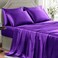 GOLAL Satin Sheets Queen Size - 6 Pieces Luxury Silky Soft Bed Sheets, Wrinkle-Free Dark Purple Satin Silk Sheet Set with 1 Deep Pocket Fitted Sheet, 1 Flat Sheet, 4 Pillow Cases