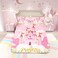 Princess Theme Fitted Sheet Twin Size,Pink Castle Dreamy Bedding Set with Deep Pocket for Home Bedroom Decor,Flowers Garden Fairy Tale Bed Cover Soft Bed Sheet with 1 Pillowcase