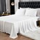 Merryword Luxury White Modal Sateen Sheet Set Queen Size Silk Like Modal Sheets Cooling Sheet Set Soft Comfortable Cozy Breathable 4 Piece Set, White, Queen