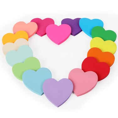 EOOUT Heart Sticky Notes, 16 Colors 60 Sheets/Pad, 960 Sheets Shape Sticky Pad, Cute Memo Pads Colorful Self-Sticky Note Pads
