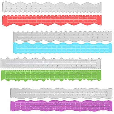 4 Pieces 8.4 Inches Metal Irregular Edges Ruler Deckle Edges Ruler Measuring Embossing Cutting Dies Paper Tearing Ruler for Card Making Scrapbooking Craft Decor Office DIY Tools
