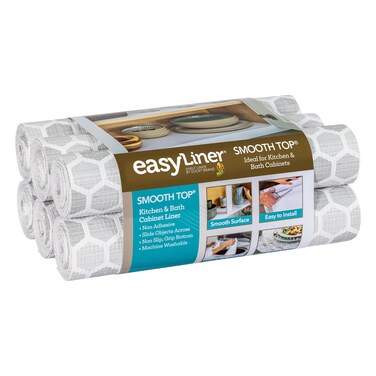 Smooth Top EasyLiner for Cabinets &amp; Drawers - Easy to Install &amp; Cut to Fit - Shelf Paper &amp; Drawer Liner Non Adhesive - Non Slip Shelf Liner - 20in. x 6ft. - 6 Roll Project Pack - Gray Subtle