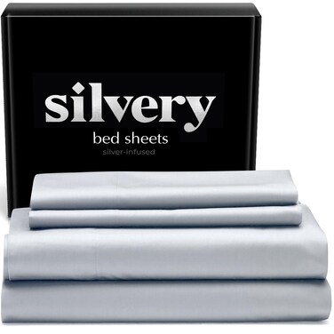 Silvery Silver Infused Bed Sheets Set - Award-Winning Self-Cooling Fabric with Self-Cleaning Silvery Technology&acirc;&bdquo;&cent; for Hygienic Sleep - Luxurious Silky Soft Comfort (Queen (U.S. Standard))