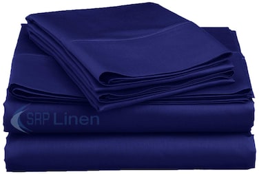 Hotel Quality 4-Piece Sheet Set with 9'' Deep Pocket Solid Pattern, Soft 800 Thread Count Egyptian Cotton (Queen, Navy Blue)