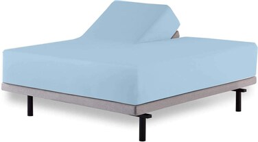 Top Split King Sheets Sets for Adjustable Bed-Sheets for Sleep Number Beds, Split Top King-King 34" Top Split King Sheets -4 Pcs Set Split Top King Sheets 100% Giza Cotton (Light Blue)