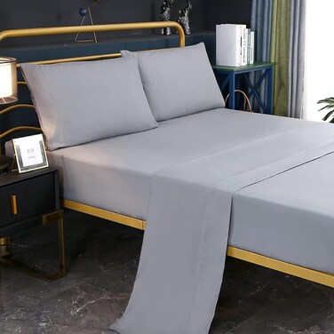 SDY 4PCS Grey Bed Sheets Set Queen Size, Hotel Style Luxury Bedding Sheets &amp; Pillowcases Including 1 Top Flat Sheet+1 Fitted Sheet+2 Pillowcases, Wrinkle Fade Stain Resistant&iuml;&frac14;&circ;Grey,14&acirc;&euro;&tilde;&acirc;&euro;&trade;&iuml;&frac14;&permil;&acirc;&euro;&brvbar;