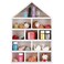 Threehoney House Shaped Wooden Shadow Cubby Box 10 W x 2 1/4 D x 15 H Hanging Display Shelf Organizer Wall Mounted Curio Cabinet Wooden Display Case Miniature Display Shelf for Figures (Wood Color)