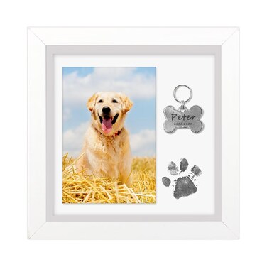 5x5 Shadow Box Frame Display Case, Pet Picture Frame Memorial for Dogs, Loss of Dog or Cat Sympathy Gift Pet Collar Frame Remembrance Frame Keepsake Gift White