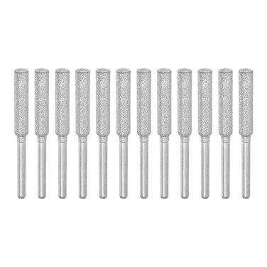 HARFINGTON 12pcs Diamond Coated Chainsaw Sharpener Bits 3/16" 4.8mm Cylinder Head Electric Chain Saw Grinder