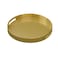 Vorisebo Gold Decorative Tray, Round Serving Tray with Handles, Plastic Coffee Table Tray, Modern Ottoman Tray for Kitchen, Living Room
