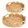 ATEDIR Round Serving Tray, 2-Pack Wicker Basket Tray with Handles, Rattan Woven Decorative Serving Tray, Natural Water Hyacinth Scalloped Tray for Home Decor and Desk Organizer Tray