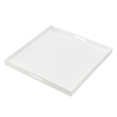MUKEEN Oversize Extra Large King Size Bed Tray for eating Big Glossy White Acrylic Serving Tray with Handles 24x24 Inch -Spill Proof- Decorative Countertop Organizer for Ottoman,Bed,Party, Butler Tray