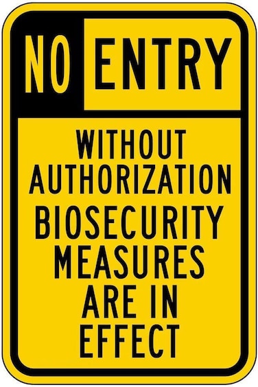 DAOLEG No Entry Biosecurity Measures are in Effect Warning Sign 8x12 Funny Novetly Farmhouse Caution Notice Fade Resistant Alert Wall Decor Signs For Safety