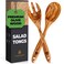 Salad Tongs for Serving, Spoon Salad Utensils Set from Olive Wood, 12 inches Wooden Fork and Spoon for Mixing, Tossing &amp; Cooking
