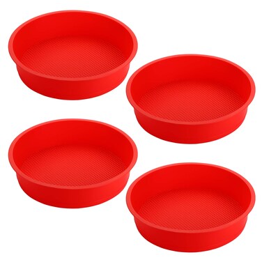 Bekith 4 Pack 9" Round Silicone Cake Pans - Silicone Molds for Baking, Quick Release Baking Pans for Layer Cake, Cheese Cake, Rainbow Cake and Chiffon Cake