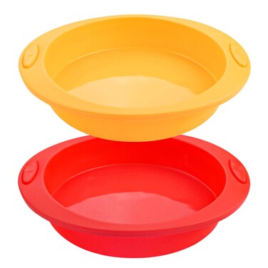 Webake 9 Inch Round Cake Pan Silicone Cake Mold Layer Cake Baking Pan Set of 2 For Brownie,Cake,Bread,Pie and Lasagna