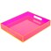 Large Acrylic Tray Ottoman Coffee Table Tray with Handles 17x13'' Decorative Serving Platter for Food Tea Dinner Snack Eating Bar Party, Neon Pink