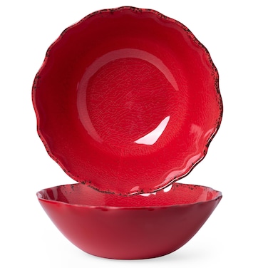 LEHAHA Rustic Crackle Melamine Serving Bowls, 130 OZ and 12 inches Waved Rim Salad Bowls,Unbreakable Pasta Bowls and Mixing Bowls, Set of 2, Pefect for Christmas and All Festivals