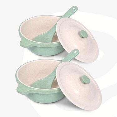 Eha Earth Friendly Mixing Bowls with Lids Set of 2   Microwave Safe Serving Bowls   Made with Rice Husk and Bamboo Fibers   42 oz   Celeste