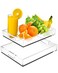HEAPANY 2PCS Clear Acrylic Tray,Serving Tray with Handles,Large Outdoor Trays for Food,Lucite Tray Organizer for Ottoman Coffee Table Countertop,Kitchen,Bathroom,Living Room,Makeup