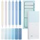 Resurhang Aesthetic Stationery Set Supplies Sticky Notes Set 6 Mini Correction Tapes 6 Retractable Black Ink Pens 0.5mm Fine Point Paper Corrective Pen Self Stick Index Tabs(Blue)
