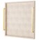 Large Ottoman Tray for Coffee Table,Square Shagreen Leather Decorative Tray with Gold Handles for Living Room Decor