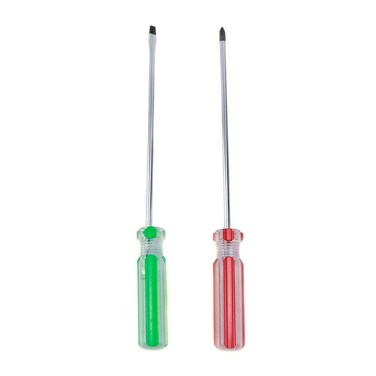 MY MIRONEY 2 Pieces Long Screwdriver Set, Magnetic Tip Screwdriver Flat Head Screwdriver and Phillips Screwdriver with Non-slip Handle, 0.12" x 4