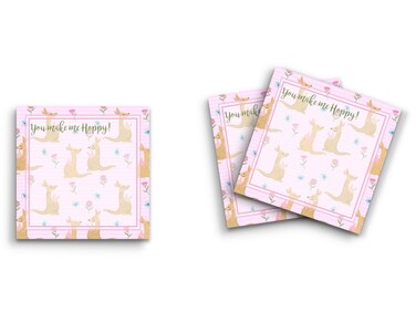 Butler in the Home Sticky Notes 3 Pack 3"x3" 50 Sheet Count Per Pad, You Make My Hoppy Kangaroo, Cute Funny Memo Note Pads Stationery Journal Planner Paper