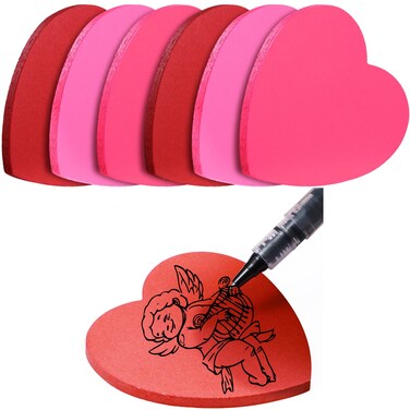 Heart Shape Cute Sticky Notes Cute Fun Self-Adhesive Pastel Heart Notepads Memo Stickers 300 Sheets for School Office Organizer Girl Lover Valentine's Day (Without Line)