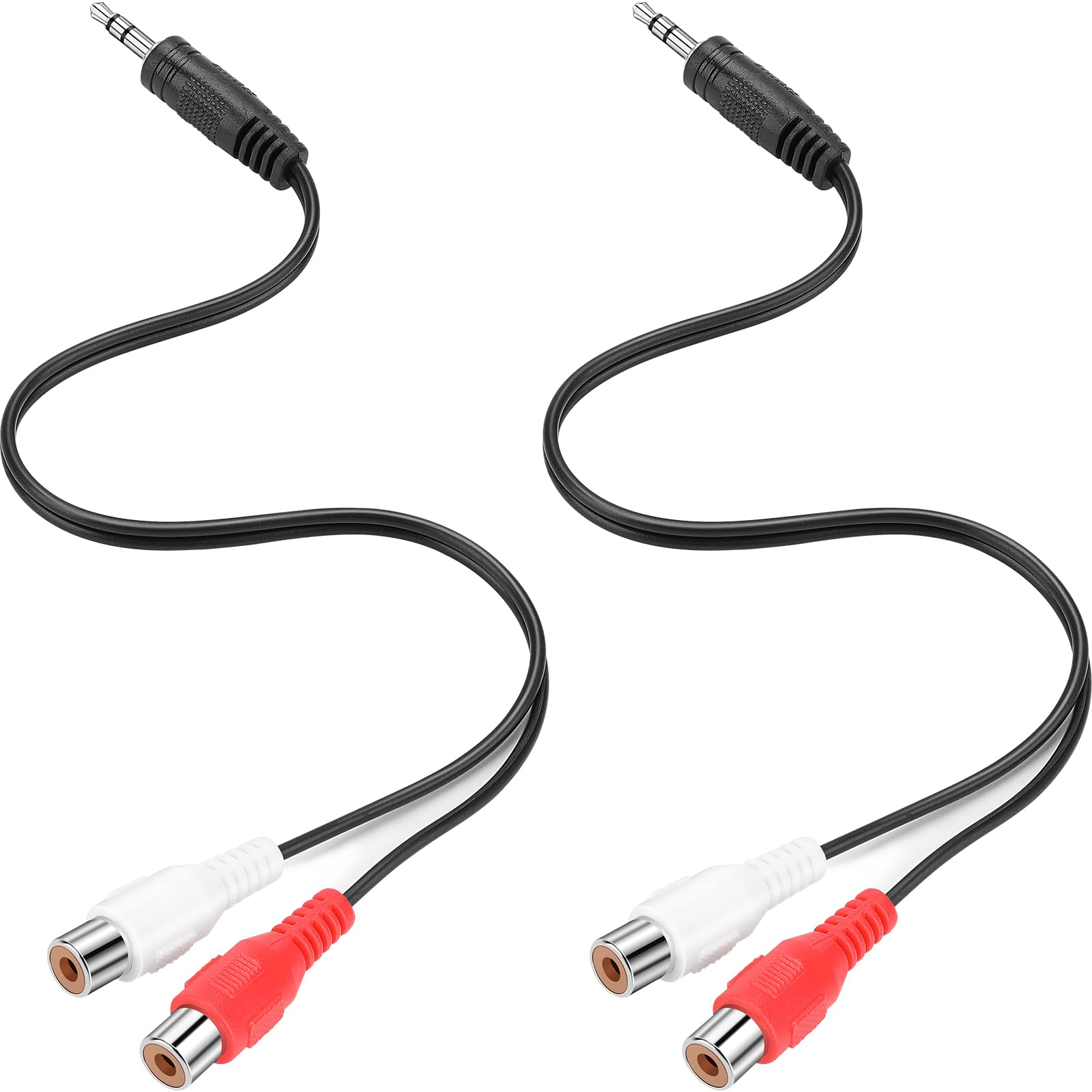 pasow Pasow 3 Male To 2 Rca Female Stereo Audio Y Cable 3.5 MM 12 inch