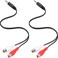 PASOW 3.5mm Male to 2 RCA Female Stereo Audio Y Cable RCA to Headphone Jack Aux Adapter 2 Pack for Speaker, Turntable, Sound Bar, Tablets, HDTV, MP3, HiFi Stereo System (12 inch)