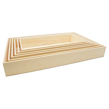 Unfinished Wood Nesting Trays, 2 Sets of 6 Wooden Crafting Trays, for Serving, Organizing, DIY D&Atilde;&copy;cor, and Play Tray, by Woodpeckers
