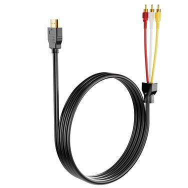 BERLAT HDMI to RCA Converter, 1080P 5ft HDMI Male Goldplated to 3-RCA Video Audio AV Cable Connector Adapter Transmitter for TV HDTV DVD