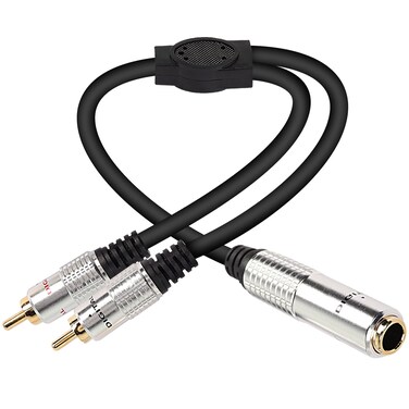 XMSJSIY 6.35mm to 2 RCA Splitter Cable, 6.5mm 1/4" Female TRS to Dual RCA Male Stereo Audio Connector Wire Adapter-50cm/19.6Inch