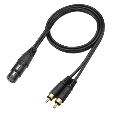 QIANRENON XLR Female to Dual RCA Male Stereo Splitter Cable 3-Pin XLR to 2 RCA Mono Y Splitter Conversion Extension Audio Cable,for Mixer Amplifier KTV Equipment Audio,1m/3.2ft