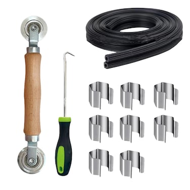 Accfore Screen Repair Kit,Screen Roller Tool,Window Screen Door Repair Kit,1 Steel Roller with Bear+8pcs Screen Clips+1 Screen Spline (32 ft)+Removal Hook for Replacing &amp; Installing Door Window Mesh
