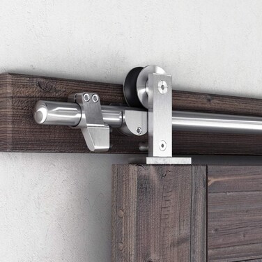 SMARTSTANDARD 5 Feet Top Mount Sliding Hardware Kit-Stainless Steel Heavy Duty Sturdy Barn Track-Simple and Easy to Install-Fit 30&acirc;&euro;&oelig; Wide Door Panel (T Shape Hanger)