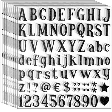 Waynoda 790 Pieces 10 Sheets Glitter Alphabet Letter Stickers, Self Adhesive letter and Number Stickers, Alphabet Number Stickers for Grad Cap Decoration, DIY Crafts Art Making, Classroom Decor, Home,