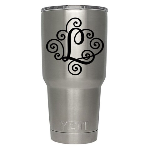 ViaVinyl Monogram die cut decal/sticker. CLICK FOR COLOR/LETTER OPTIONS. AVAILABLE IN FOUR COLORS AND ALL LETTERS A-Z! Great for windows, Yeti and RTIC tumblers, Macbooks and more! (Letter &quot;L&quot;, Black)